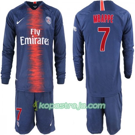 Billiga Fotbollströjor Paris Saint-Germain Mbappe 7 Barn Hemma tröja 2018/19 Långärmad